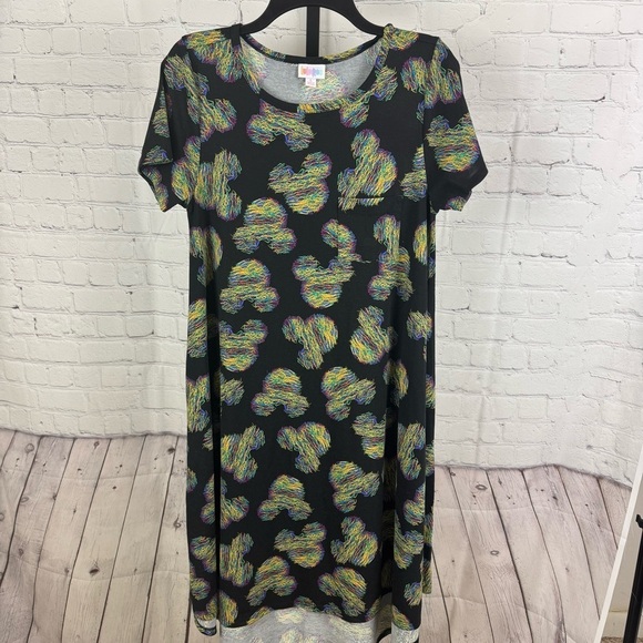 LuLaRoe Carly Swing Disney Mickey Mouse Black Dress Size Small - Picture 1 of 8